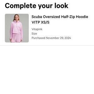 Lululemon Scuba Size XS/S in Vita Pink